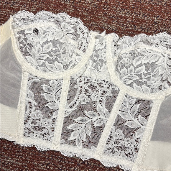 fleur de lace Other - Fleur De Lace cream eyelet lace bustier sheer delicate lace vintage bra 36A